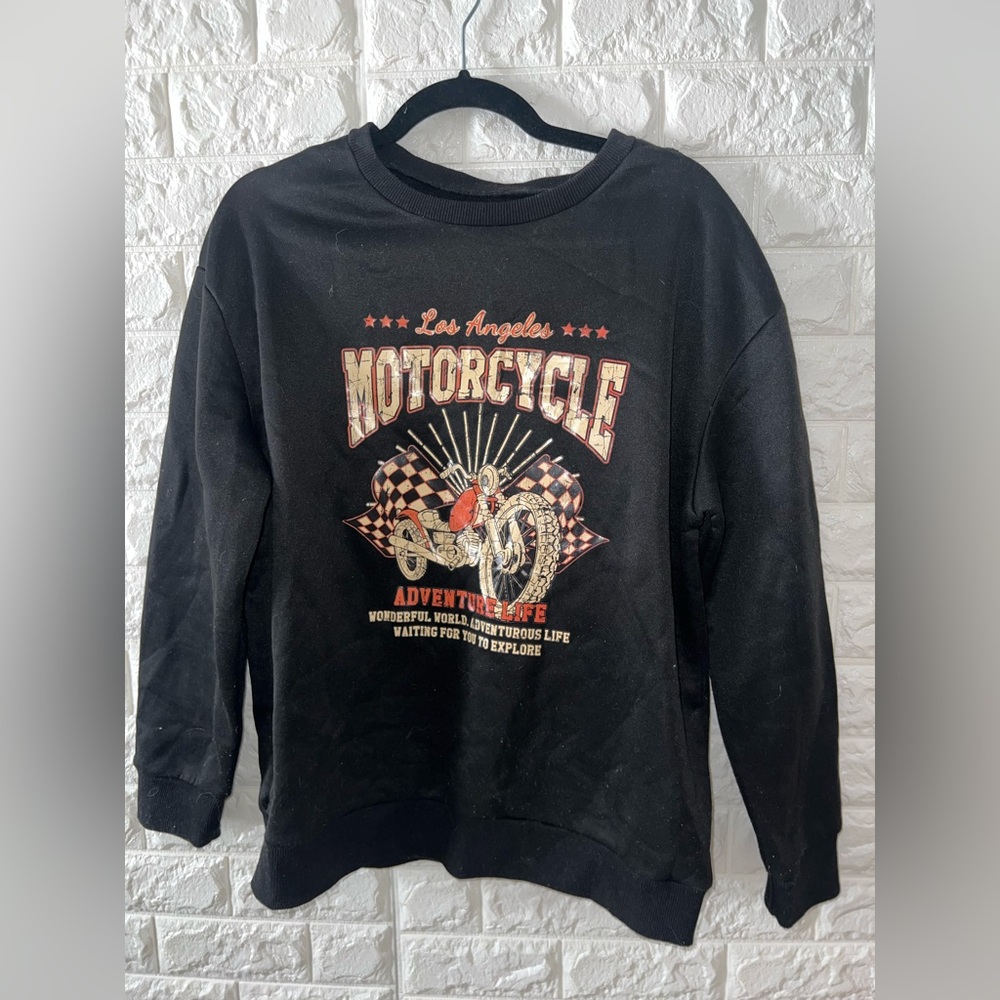 Graphic crewneck, motorcycle, shein